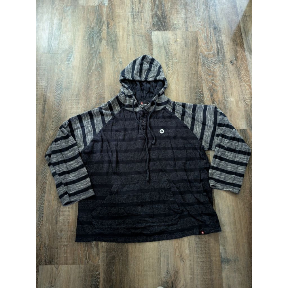 Men's Airwalk Hoodie Size M Black Gray Striped